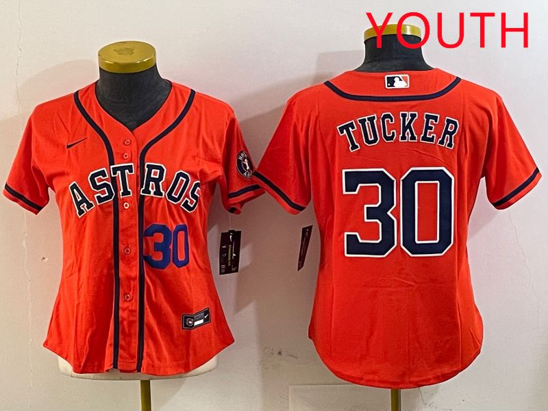 Youth Houston Astros #30 Tucker Orange Game 2025 Nike MLB Jersey style 2